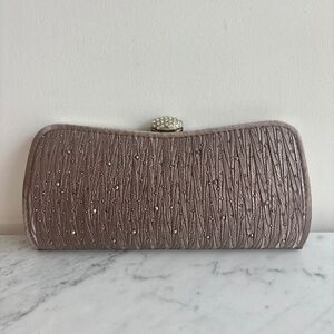 Mocha clutch bag with rhinestones